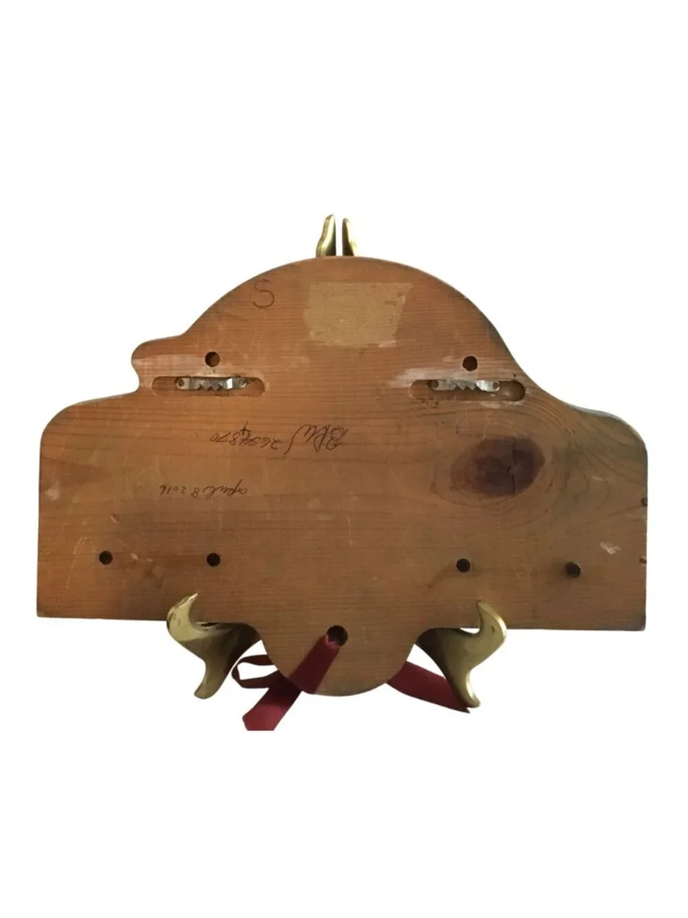 Cat-Themed Wooden Wall Hanging Key Holder With Brass Hooks & Painted Design